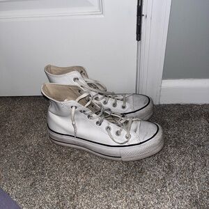 Converse white leather Platform High-Top Sneakers